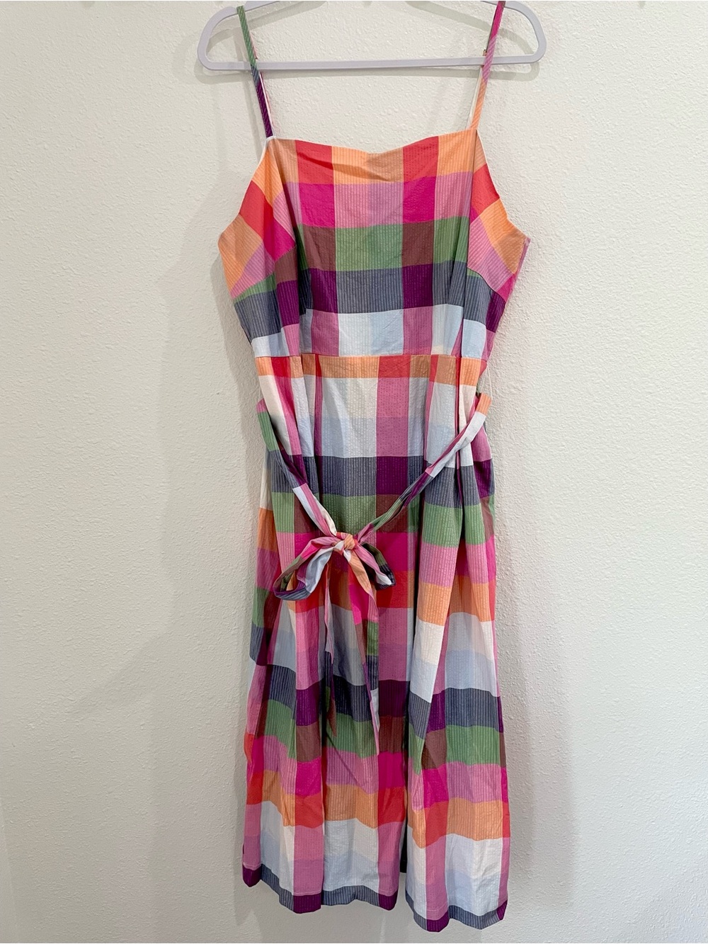 Kate Spade Colorful Cottagecore Strap Maxi Dress Plaid Feminine Mod Stretch